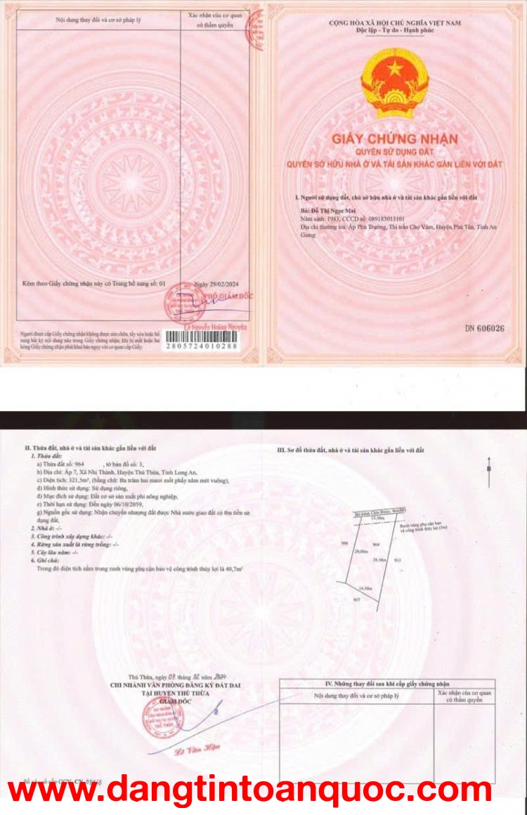 Ngân hàng BIDV thanh lý tài sản Nhà kho mặt tiền QL1A, huyện Thủ Thừa, Long An