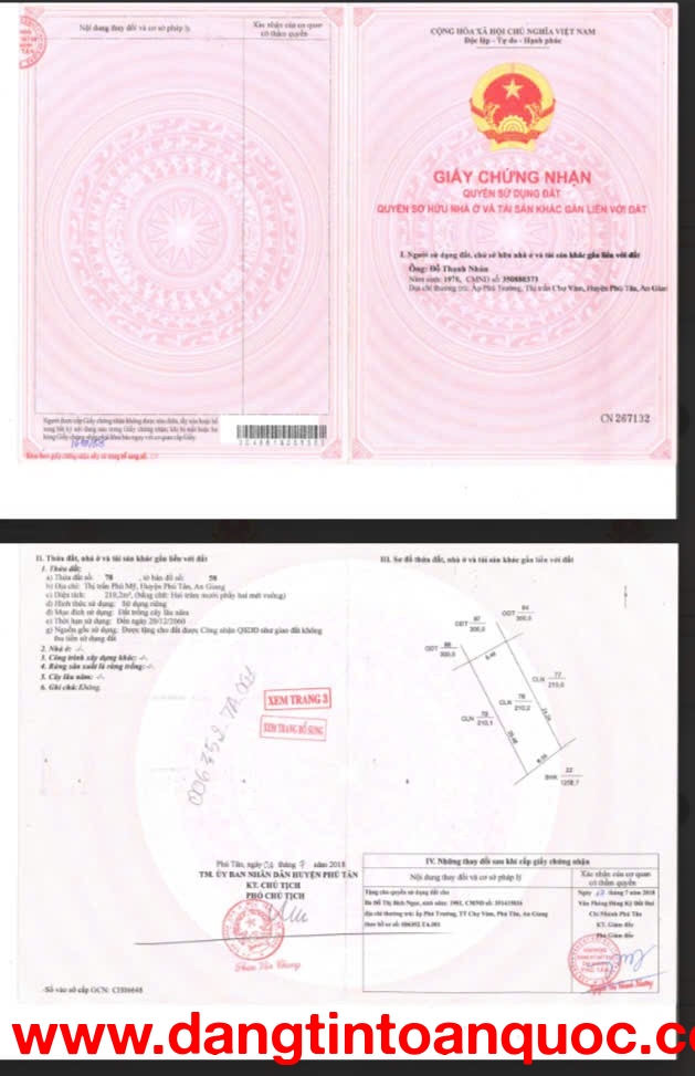 Ngân hàng BIDV thanh lý tài sản - Phú Tân, An Giang