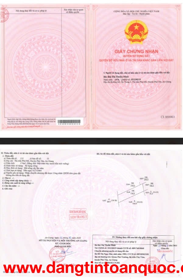 Ngân hàng BIDV thanh lý tài sản hiện trạng là Quán café White House, Phú Tân, An Giang