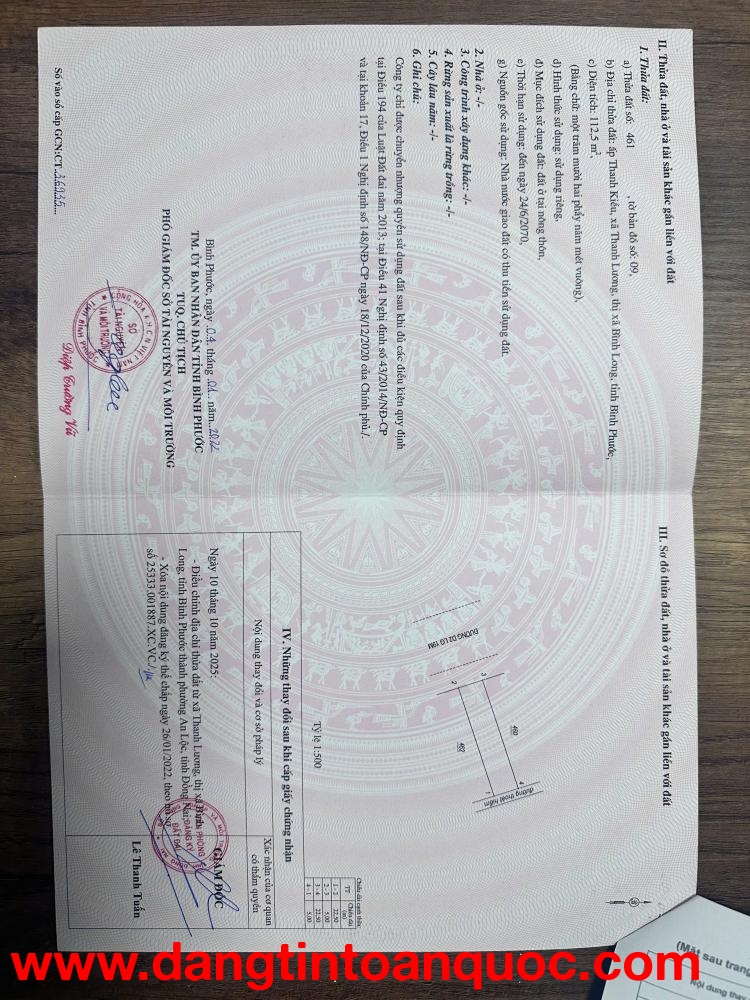 BÁN ĐẤT FULL TTHỔ CƯ 5*22 P.AN LỘC