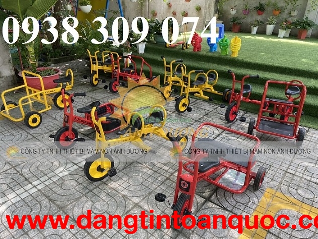 Xe đạp đôi 3 bánh mầm non, xe đạp xích lô trẻ em 3 bánh