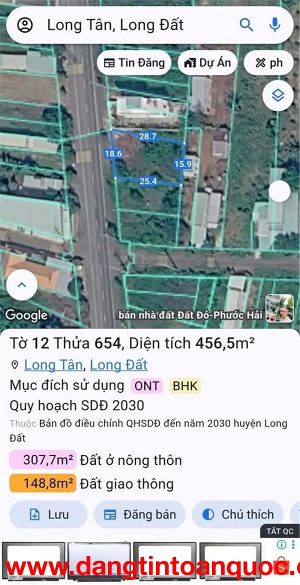CHÍNH CHỦ Cần Bán Gấp Đất Mặt Tiền QL 765 Long Tân, Huyện Long Đất, Bà Rịa Vũng Tàu