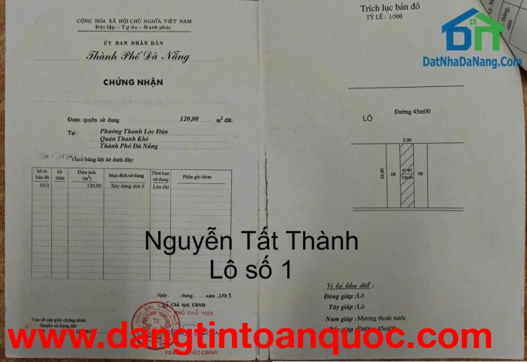 ĐẤT ĐẸP - GIÁ TỐT Cần Bán Đất View Biển Đường Nguyễn Tất Thành, Được Xây Dựng Cao Tầng,Giá chỉ 30,x 