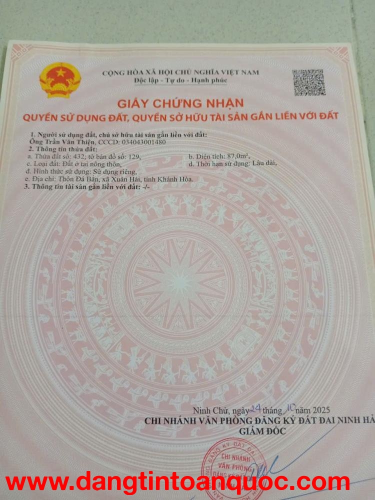 ĐẤT ĐẸP – GIÁ TỐT – CHÍNH CHỦ CẦN BÁN ĐẤT Xã Hộ Hải, Huyện Ninh Hải, Tỉnh Ninh Thuận