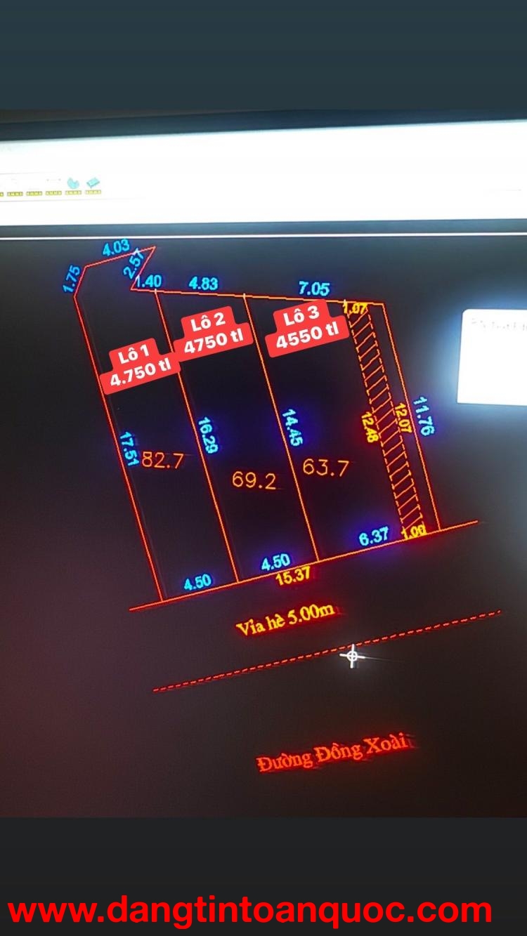 ????????Bán đất 3 Lô liền kề đường Đồng Xoài - Đường 10,5m