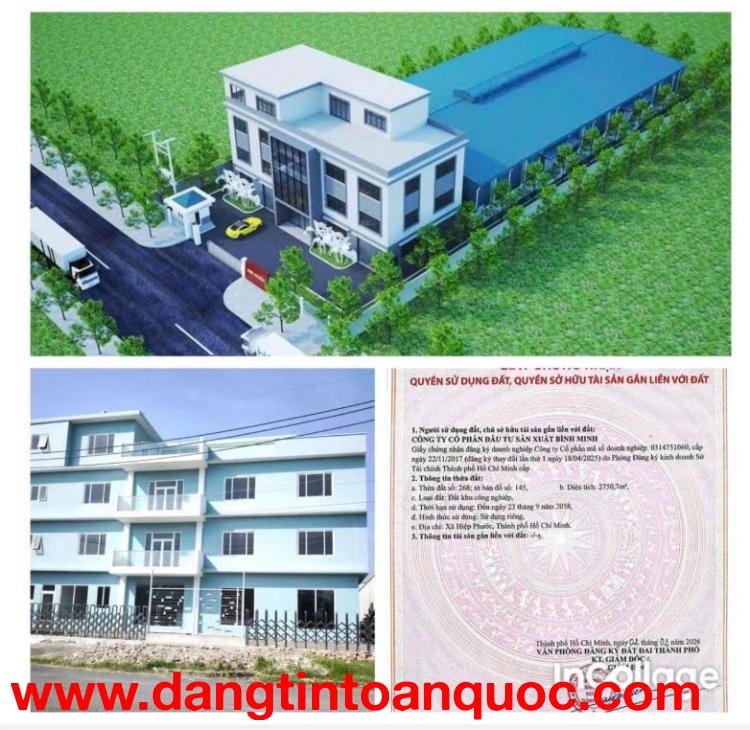 CHÍNH CHỦ CẦN BÁN NHÀ XƯỞNG KCN HIỆP PHƯỚC - NHÀ BÈ - TP.HCM