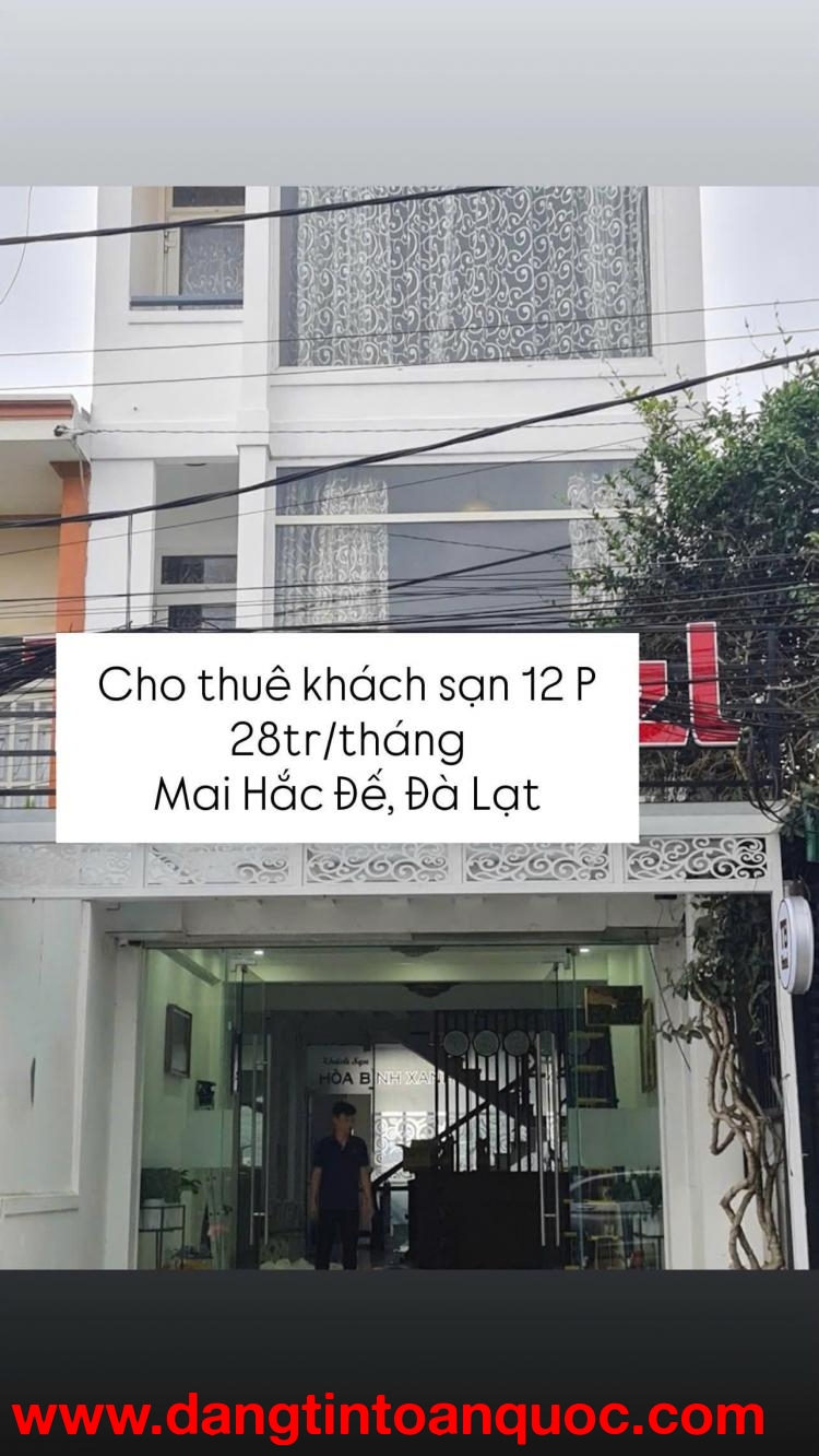 Cho thuê khách sạn 12 phòng 28 triệu/tháng phường 6 Đà Lạt