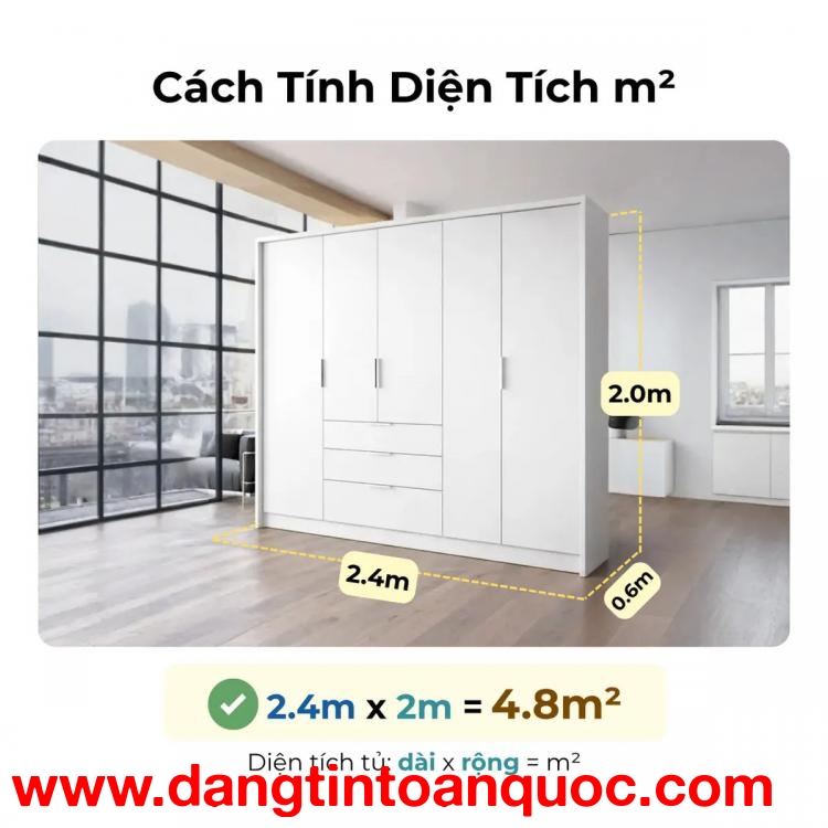 Giá Tủ Quần Áo Theo m2 2026 (2.4 – 6 Triệu/m2) & Cách Tính Chi Phí Chuẩn
