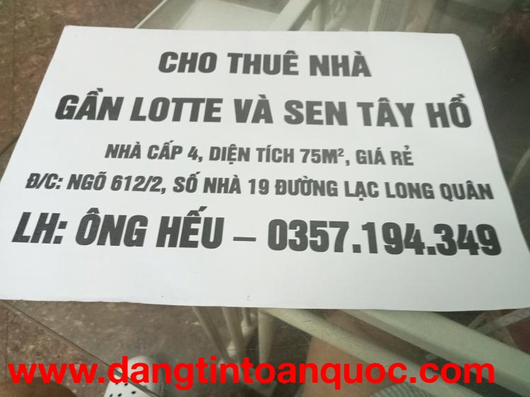 CHO THUÊ NHÀ GẦN LOTTE VÀ SEN TÂY HỒ