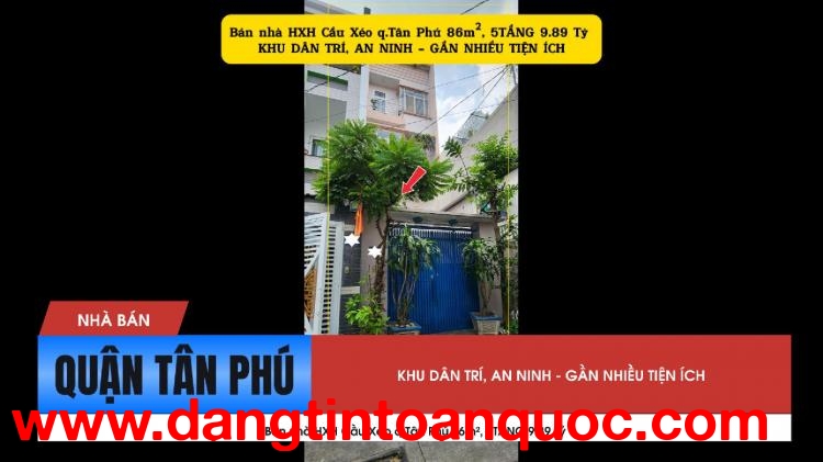 Bán nhà HXH Cầu Xéo q.Tân Phú 86m², 5TẦNG 9.89 Tỷ