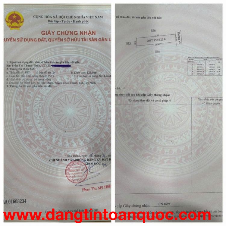 ĐẤT ĐẸP - ĐẦU TƯ SINH LỜI - Chính Chủ  Bán Đất Tại Xã Hảo Đước, Châu Thành, Tây Ninh