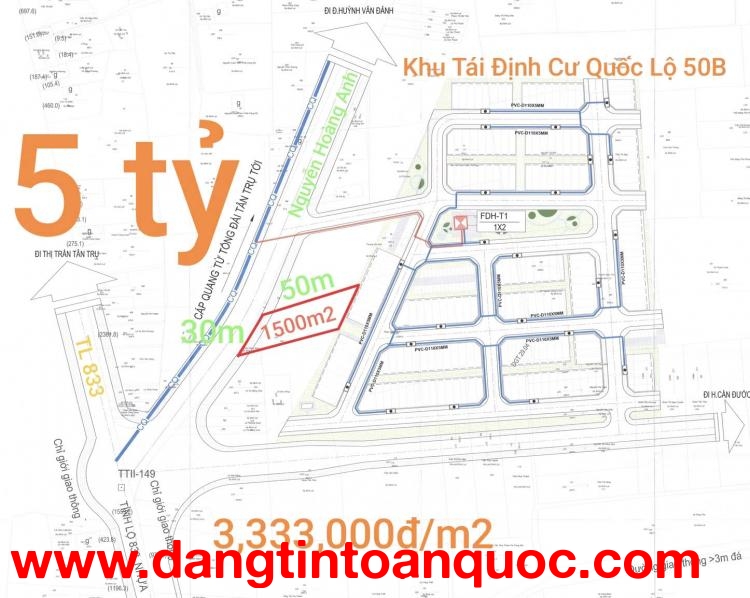Bán đất lúa mặt tiền Nguyễn Hoàng Anh giá 5 tỷ