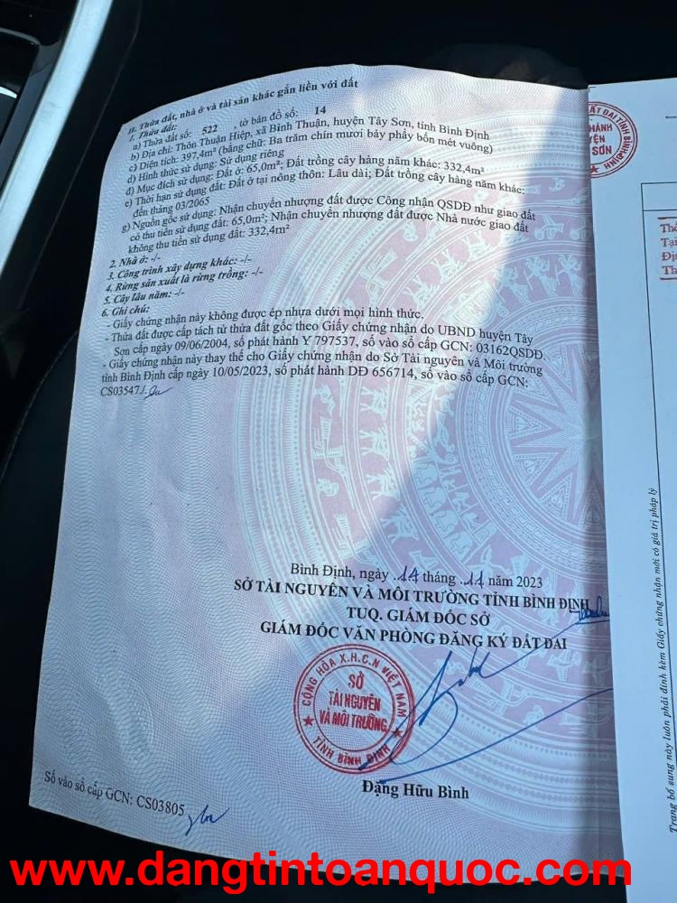 ĐẤT ĐẸP – GIÁ TỐT – CHÍNH CHỦ CẦN BÁN ĐẤT Tại Bình Thuận, Tây Sơn, Bình Định