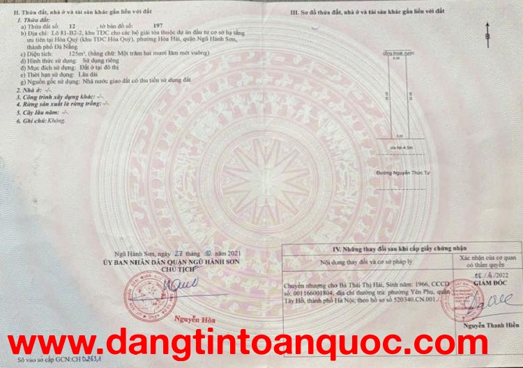 Cần bán lô đất TĐC Hòa Quý, vị trí đẹp, pháp lý rõ ràng, thích hợp xây ở hoặc đầu tư lâu dài