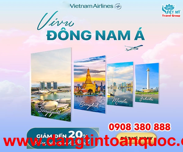 Vietnam Airlines giảm 20% giá vé đi Đông Nam Á
