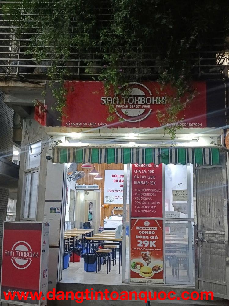 DO KHÔNG CÓ NGƯỜI QUẢN LÝ NÊN CẦN SANG NHƯỢNG QUÁN ĂN SAN TOKBOKKI KHU CHÙA LÁNG, HÀ NỘI