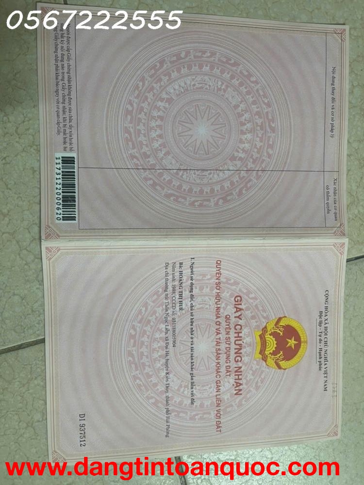 ĐẤT NỀN HÒA NHẤT, NGŨ ĐOAN, KIẾN THỤY – CHỈ 9XX TRIỆU – CƠ HỘI AN CƯ & ĐẦU TƯ-ZALO: 0567 222 555