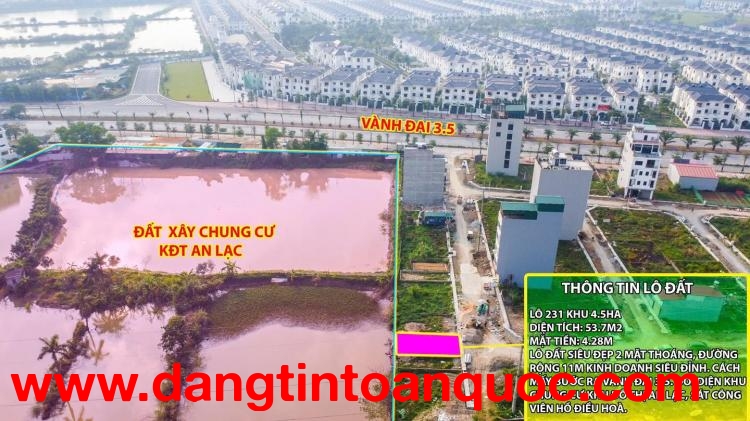 Thanh khoản lô đất cực hiếm khu đất dịch vụ 4.6 ha Vân Canh sát An Lạc Symphony 3 bước chân ra vành 