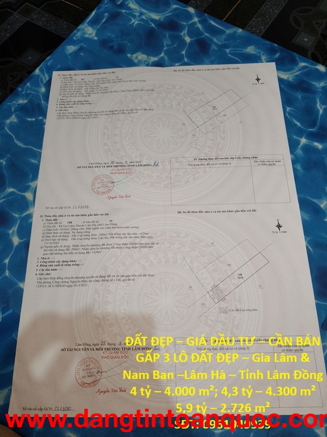 ĐẤT ĐẸP – GIÁ ĐẦU TƯ – CẦN BÁN GẤP 3 LÔ ĐẤT ĐẸP – Gia Lâm & Nam Ban –Lâm Hà – Tỉnh Lâm Đồng