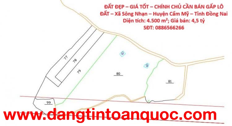 ĐẤT ĐẸP – GIÁ TỐT – CHÍNH CHỦ CẦN BÁN GẤP LÔ ĐẤT – Xã Sông Nhạn – Huyện Cẩm Mỹ – Tỉnh Đồng Nai