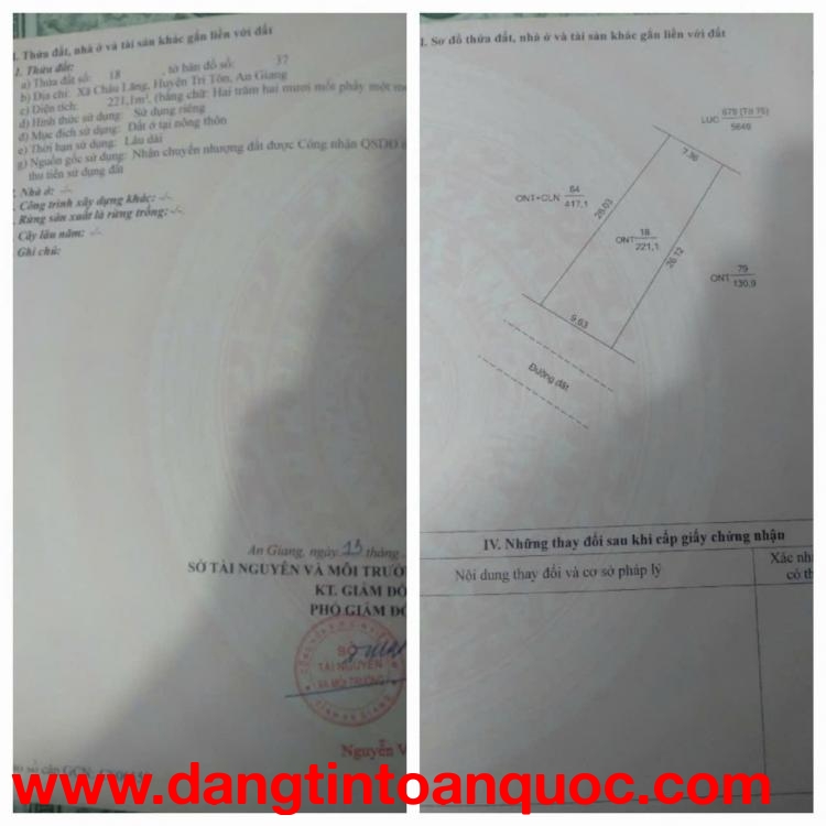 ĐẤT ĐẸP - ĐẦU TƯ SINH LỜI - Chính Chủ Bán 2 Lô Đất Tại Xã Châu Lăng, Tri Tôn, An Giang