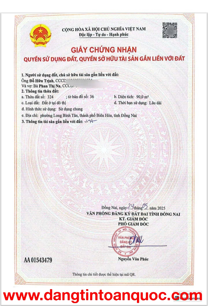 ĐẤT CHÍNH CHỦ - GIÁ TỐT - Cần Bán Đất KDC Diamond(full hạ tầng) Long Bình Tân, Biên Hòa, Đồng Nai