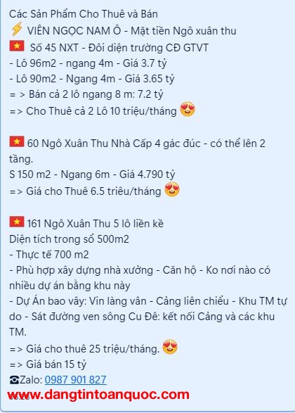 Bán đất mặt tiền đường Ngô Xuân Thu - Đôi diện trường CĐ GTVT