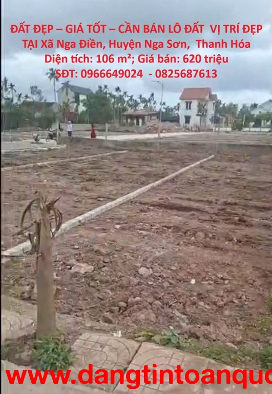 ĐẤT ĐẸP – GIÁ TỐT – CẦN BÁN LÔ ĐẤT  VỊ TRÍ ĐẸP TẠI Xã Nga Điền, Huyện Nga Sơn,  Thanh Hóa