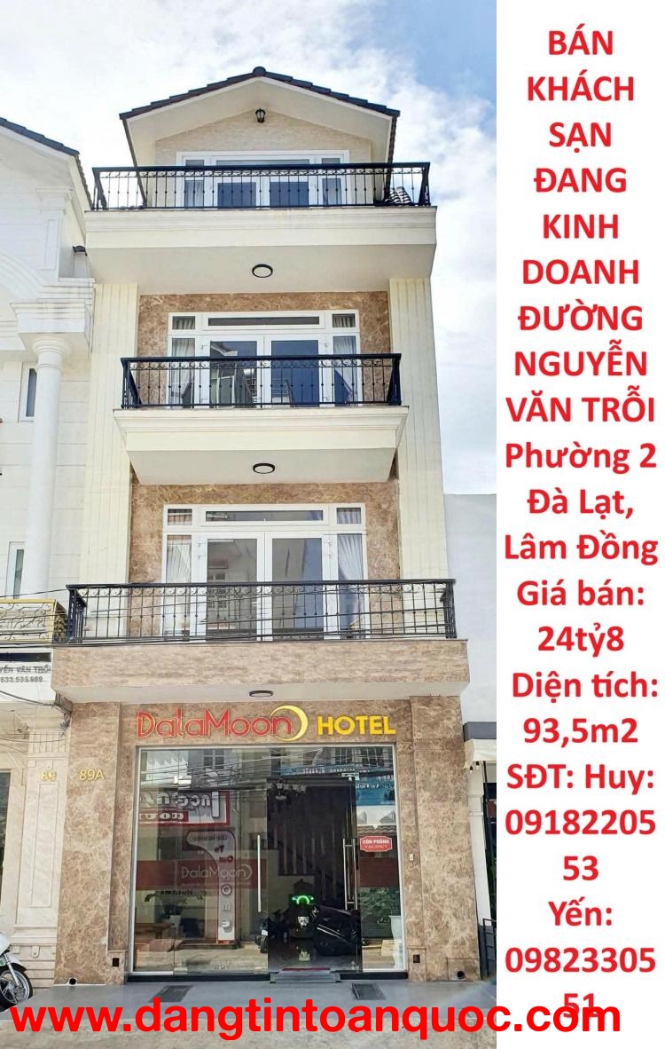 CẦN BÁN KHÁCH SẠN ĐANG KINH DOANH TẠI ĐƯỜNG NGUYỄN VĂN TRỖI Phường 2 Đà Lạt, Lâm Đồng