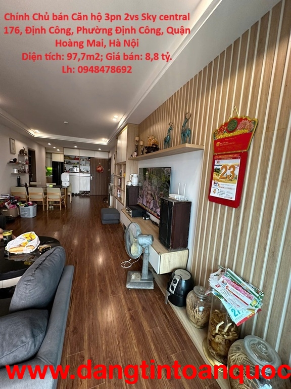 CĂN HỘ FULL TIỆN ÍCH- GIÁ TỐT Chính Chủ bán Căn hộ 3pn 2vs Sky central 176 Định Công,HN