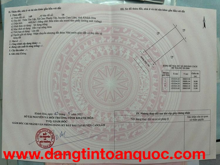 ĐẤT ĐẸP - GIÁ TỐT - Bán GẤP Lô Đất Tiềm Năng Tại xã Cam Phước Tây, Cam Lâm, Khánh Hòa