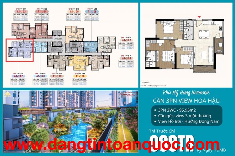 Bán Căn 3PN Phú Mỹ Hưng View Đẹp Nhất Dự Án – 95m², 3 Mặt Thoáng Mỹ Linh – PKD Phú Mỹ Hưng
 0901 323