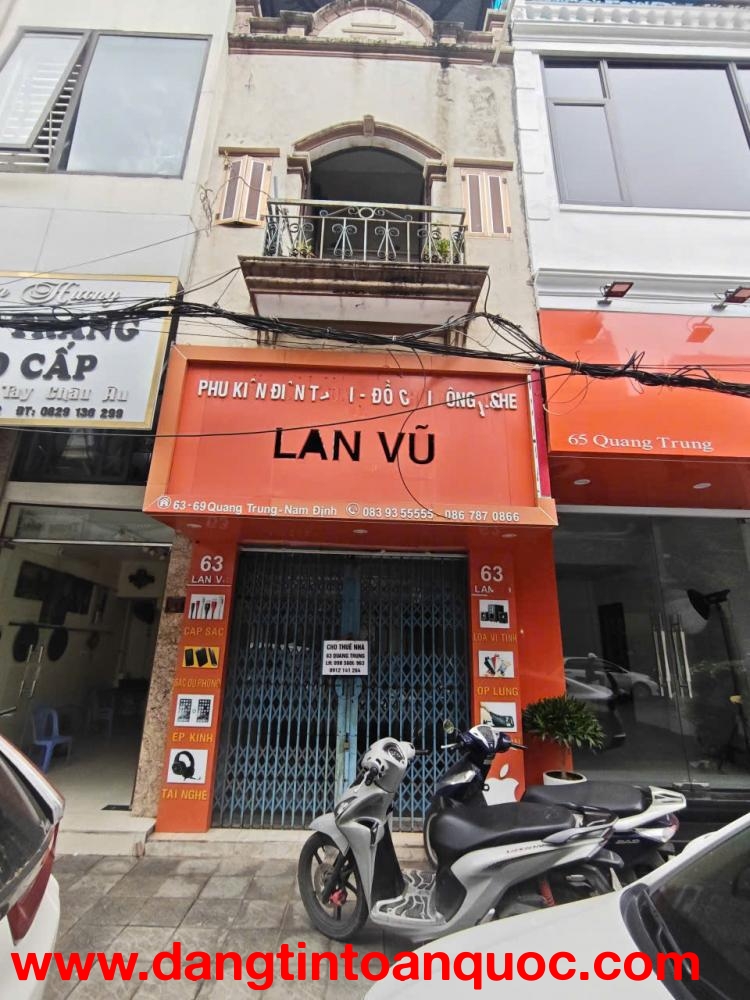 Cần cho thuê nhà  2 tầng  có diện tích ~ 20m2 Mặt Đường 63 Quang Trung - Phường  Bà triệu -  Tp Nam 