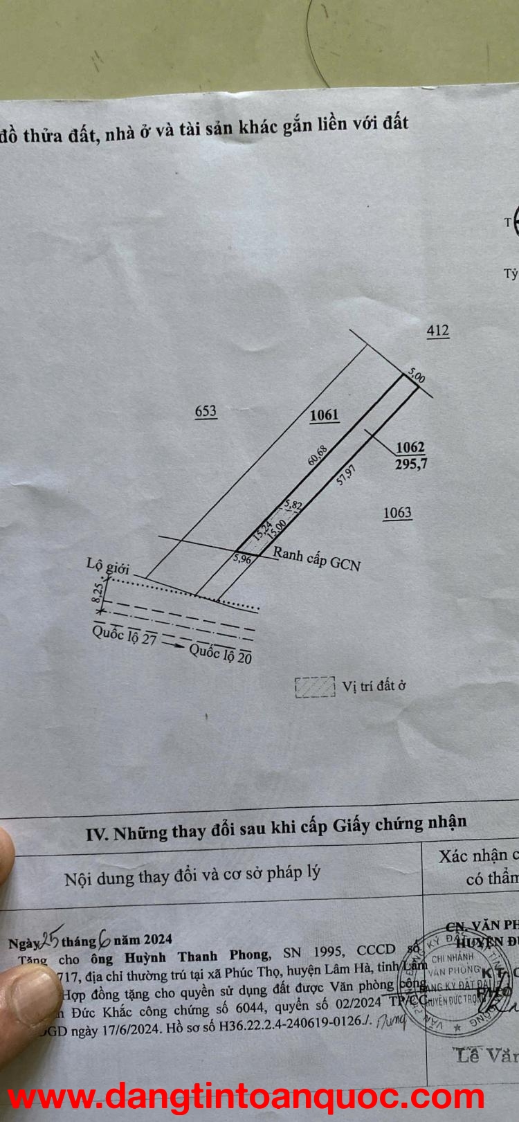 Cần Bán Đất Liên Hiệp, huyện Đức Trọng, tỉnh Lâm Đồng.