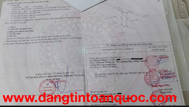 ĐẤT  ĐẸP – GIÁ TỐT  – CHÍNH CHỦ CẦN BÁN GẤP ĐẤT Tại Xã Điện Hòa, Thị xã Điện Bàn, Quảng Nam