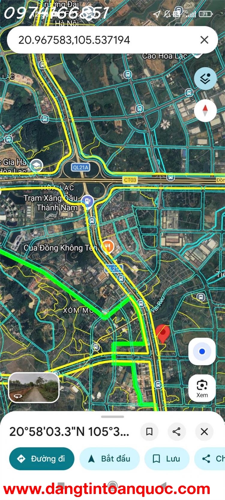 Đất nền Hòa Lạc, cách QL21 rộng 80m vài bước chân. Giá chỉ hơn 40tr/m