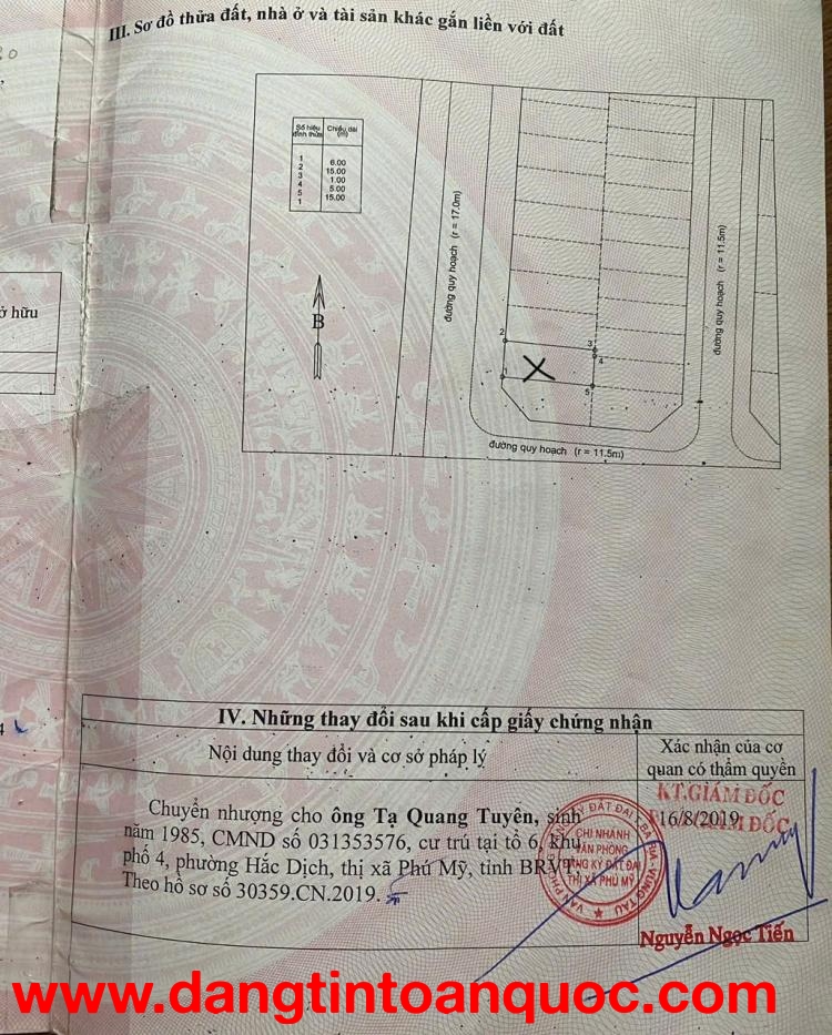 Đất CHÍNH CHỦ - GIÁ TỐT - Lô E36 Thị Trấn Phú Mỹ, Huyện Tân Thành, Tỉnh Bà Rịa Vũng Tàu