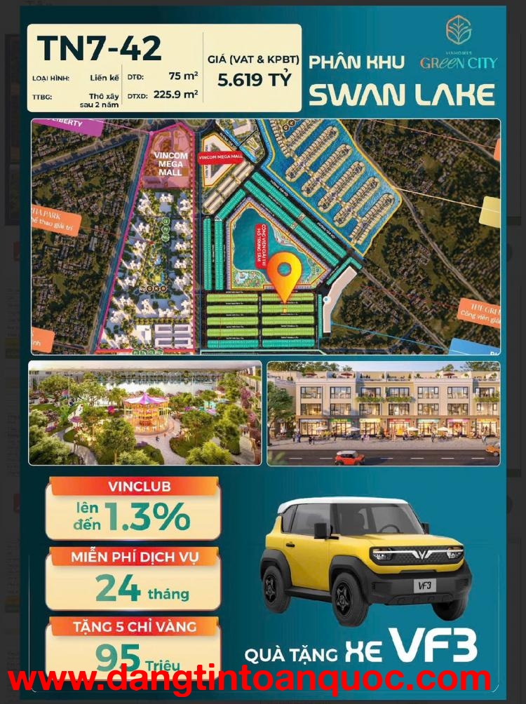 Cơ hội CỰC HIẾM dành cho các nhà ĐẦU TƯ đây rồi . Thiên Nga 7- 42. Căn Siêu VIP gần hồ hướng Đông Na