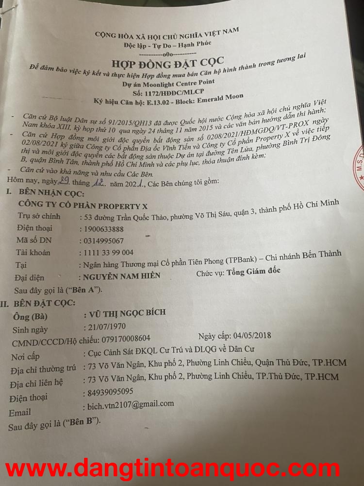 CHÍNH CHỦ BÁN CĂN HỘ 1 PN+1, 35.98M2, DỰ ÁN MOONLIGHT CENTRE POINT, QUẬN BÌNH TÂN, HCM