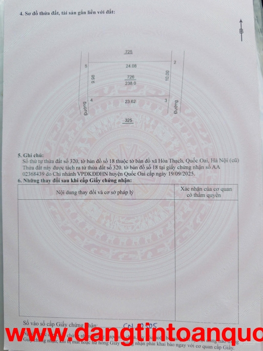Chính chủ gửi blô ,238m 2 mặt tiền: 10m trung tâm xã Phú cát( hoà thạch cũ), hà nội.