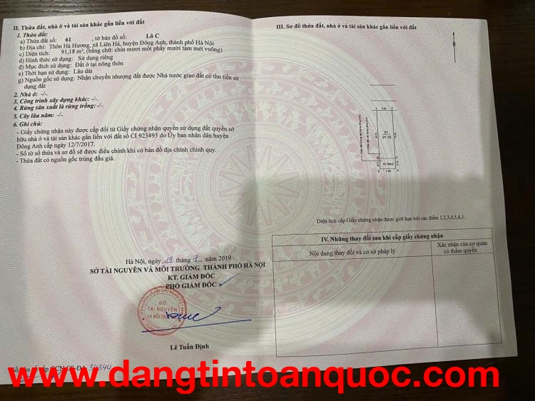 CHÍNH CHỦ BÁN ĐẤT VỊ TRÍ ĐẸP - GIÁ TỐT tại huyện Đông Anh, Tp Hà Nội