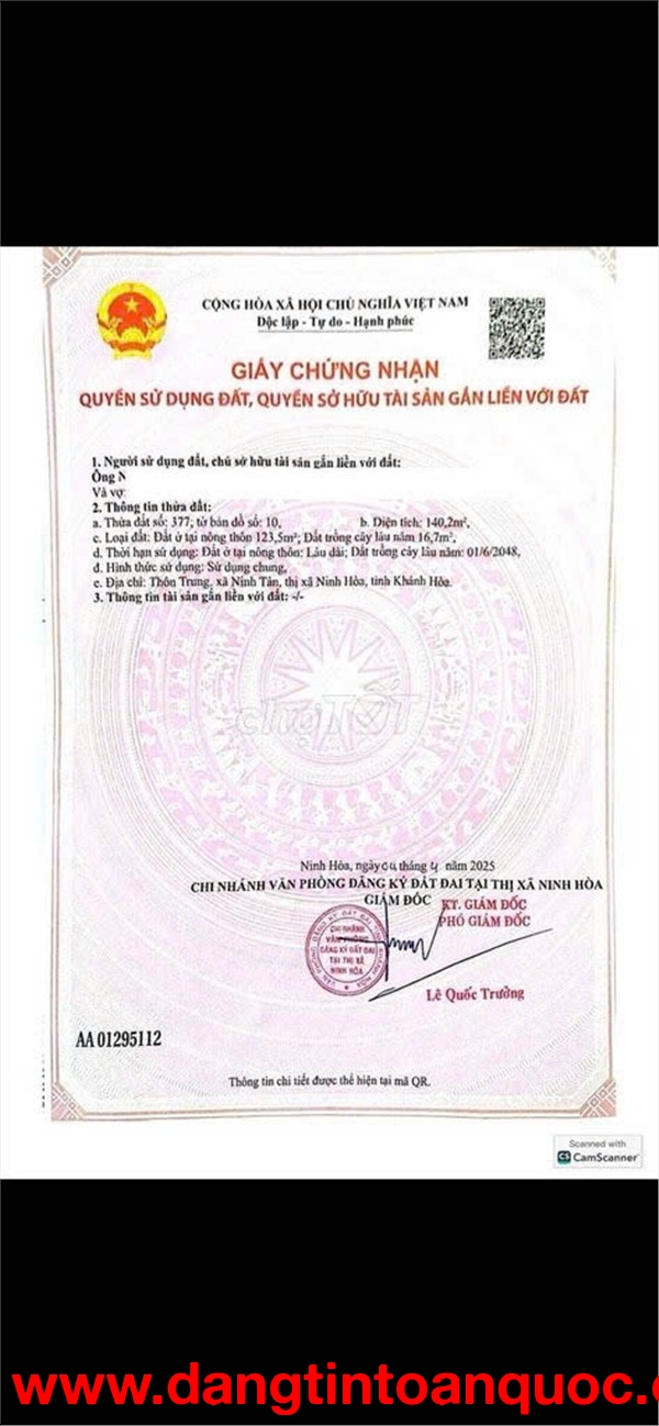 ĐẤT  ĐẸP – GIÁ TỐT  – CHÍNH CHỦ CẦN BÁN GẤP ĐẤT Tại DT5, Xã Ninh Tân, Thị xã Ninh Hòa, Khánh Hòa