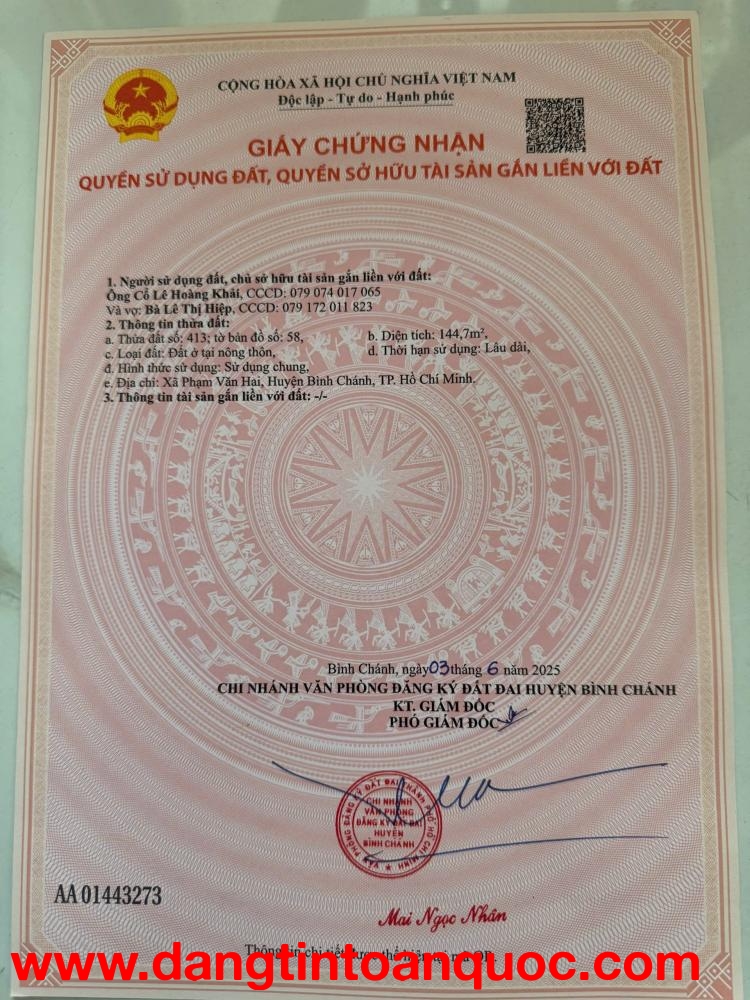 CHÍNH CHỦ BÁN LÔ ĐẤT ĐẸP – VUÔNG VỨC – VỊ TRÍ TIỀM NĂNG TẠI PHẠM VĂN HAI, BÌNH CHÁNH