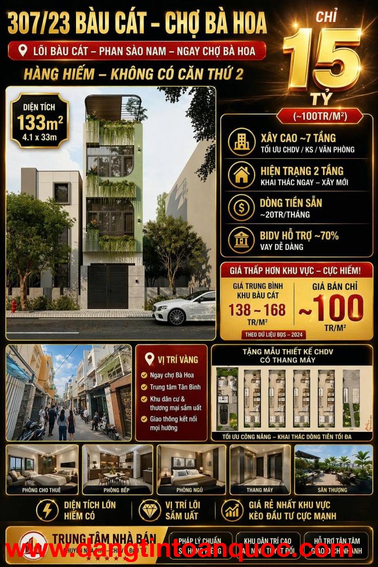 Nhà Mặt Phố khu 307 Cát Tân Bình 133m2 - Sổ Hồng - 15 Tỷ - LH: 0898333313