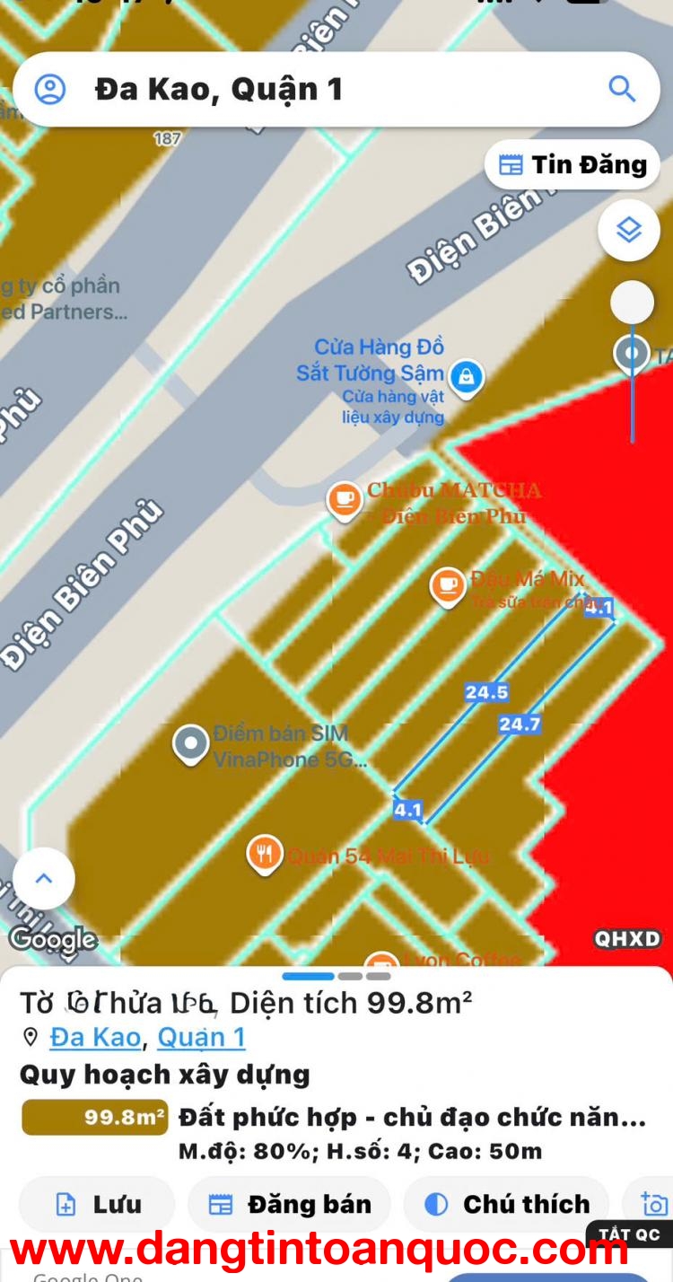 BÁN NHÀ C4 Đ.ĐIỆN BIÊN PHỦ, ĐAKAO, QUẬN 1 - DT 100M2 NGANG 4M*25M VUÔNG A4 - CHÍNH CHỦ XƯA 093867668