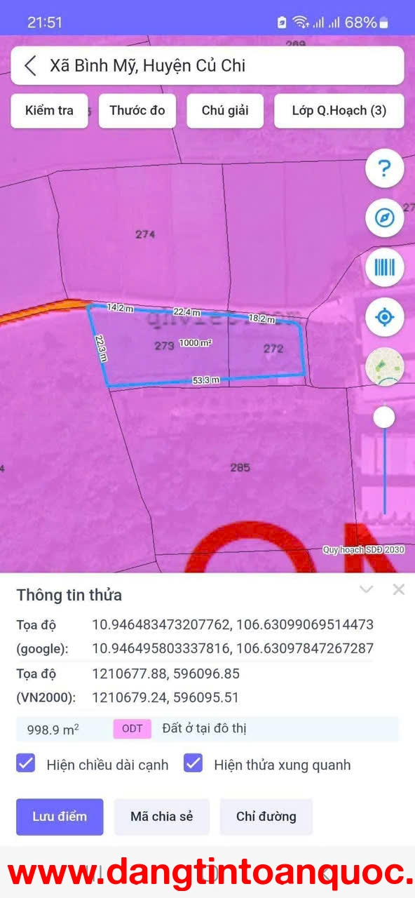 HÀNG THƠM CỦ CHI – FULL THỔ CƯ 1000m² – GẦN VÀNH ĐAI 3 – CHỈ 10 TỶ TL