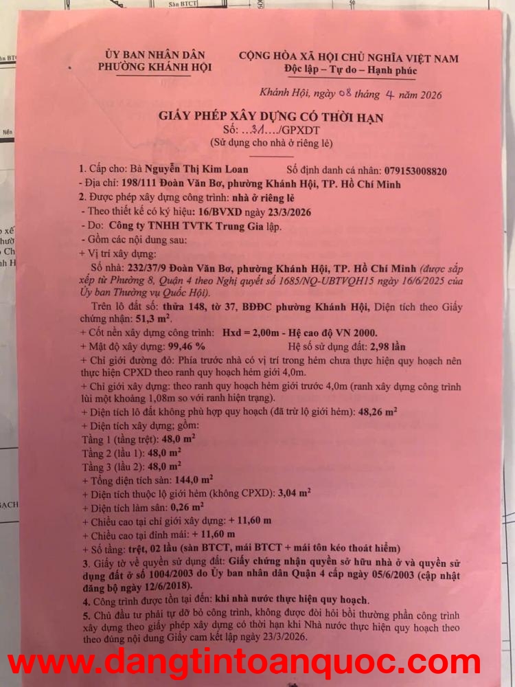 BÁN NHÀ QUẬN 4 – ĐOÀN VĂN BƠ – CÓ GIẤY PHÉP XÂY DỰNG MỚI – KHU TRUNG TÂM DỄ KHAI THÁC