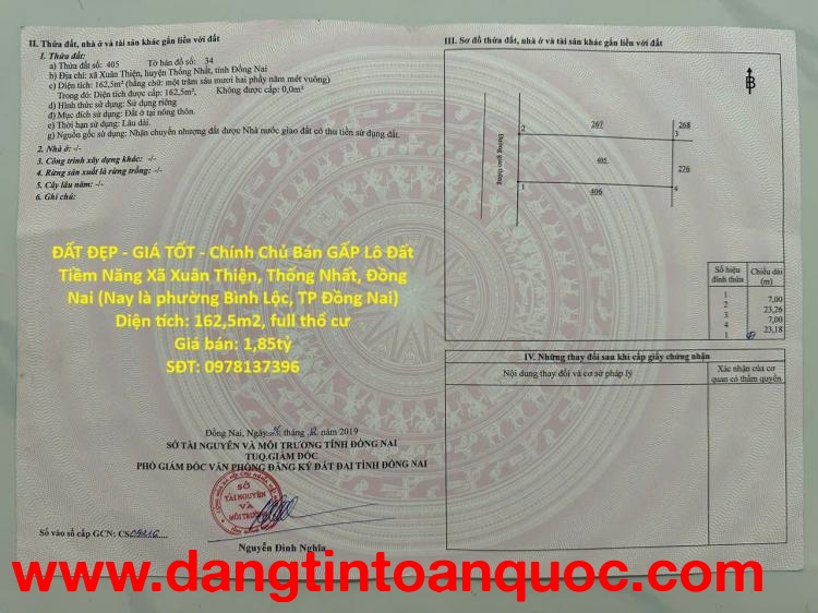 ĐẤT ĐẸP - GIÁ TỐT - Chính Chủ Bán GẤP Lô Đất Tiềm Năng Xã Xuân Thiện, Thống Nhất, Đồng Nai