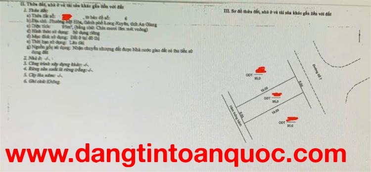 BÁN ĐẤT MẶT TIỀN KINH DOANH – Phường Mỹ Hòa, TP. Long Xuyên, An Giang