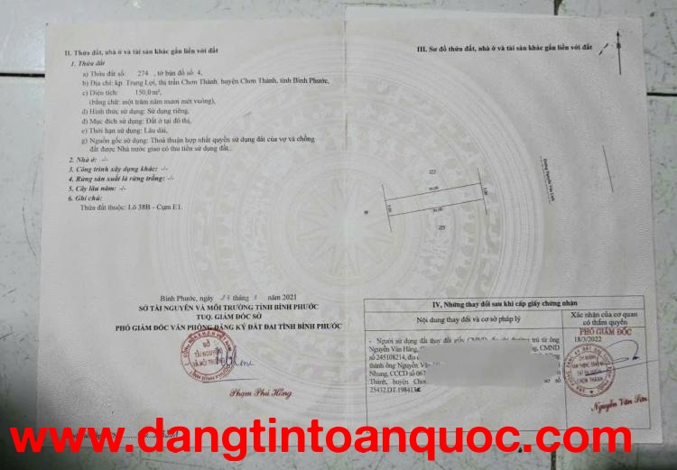 ĐẤT ĐẸP - MẶT TIỀN - Chính Chủ Bán  Lô Đất Nằm Ngay Trung tâm hành chính Chơn Thành